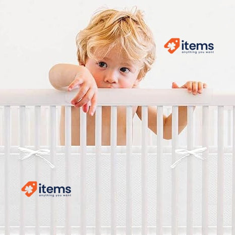 Baby Cot Bumper, 3D Mesh Lining Airflow, Breathable Cot Liner for Babies, White