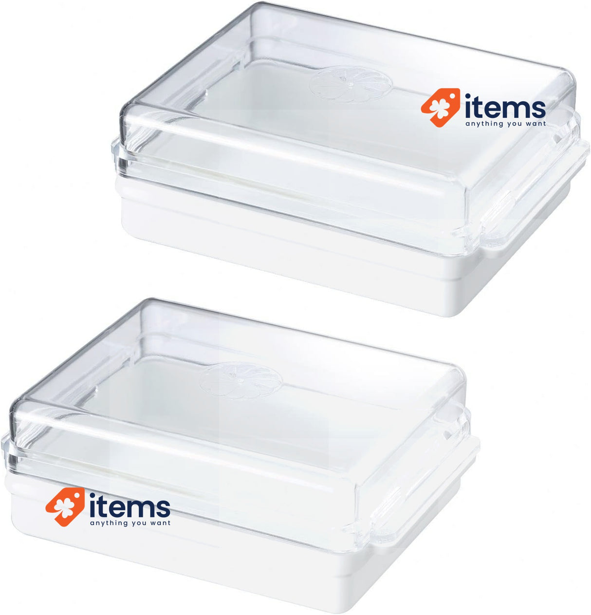 Westmark 2 Fridge Butter Dishes, Plastic, Traditionell, White/Transparent