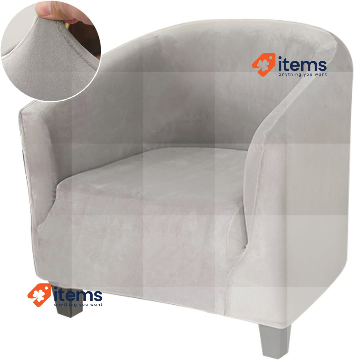Jaotto Club Chair Covers for Armchair Tub Velvet#gray 1 Piece 2 Pieces Stretch
