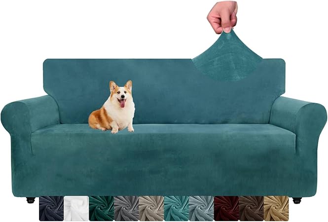 CHELZEN Velvet Couch Covers 3 Seater Peacock Blue