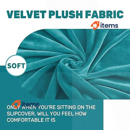 CHELZEN Velvet Couch Covers 3 Seater Peacock Blue Thick Stretch Sofa Dogs (Used)