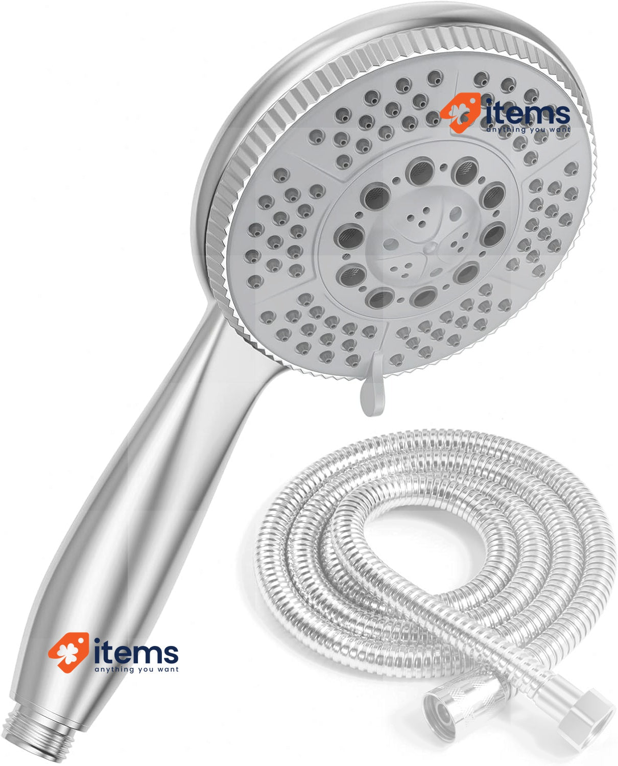 Vinabo Shower Head + 1.5 m Flexible Steel Hose, 5 Functions