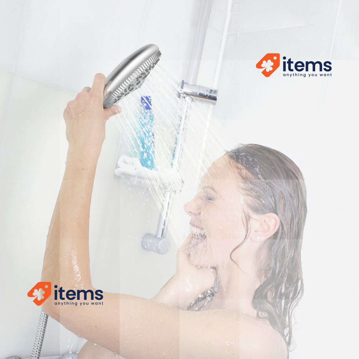 Vinabo Shower Head + 1.5 m Flexible Steel Hose, 5 Functions