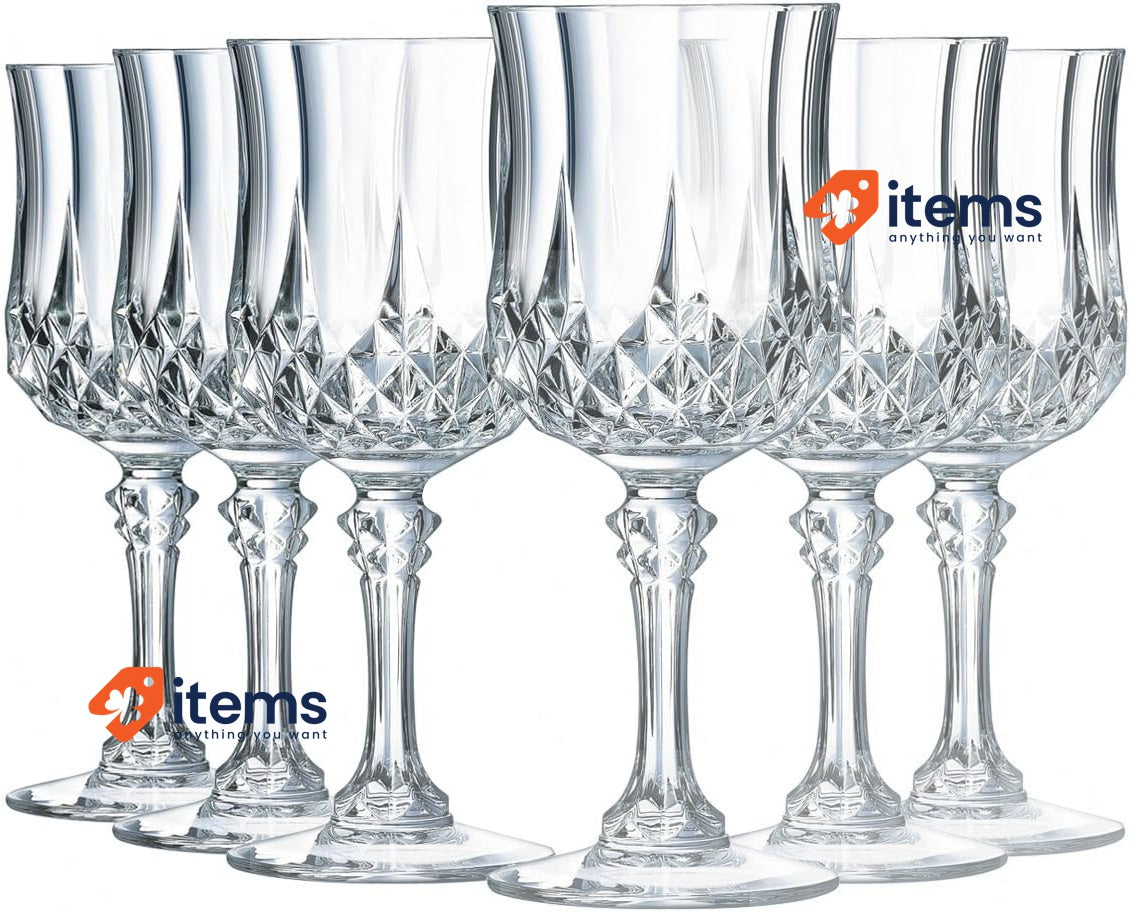 Cristal d'Arques Paris Longchamp Collection - 6 Kwarx Wine Glasses 25cl