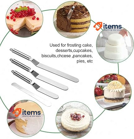Vinabo Cucina Angled Glaze Stainless Steel Spatula For Icing 4 - Piece 4-Piece