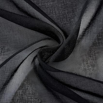 EMEMA Set of 2 Sheer Voile Curtains with Eyelets Black