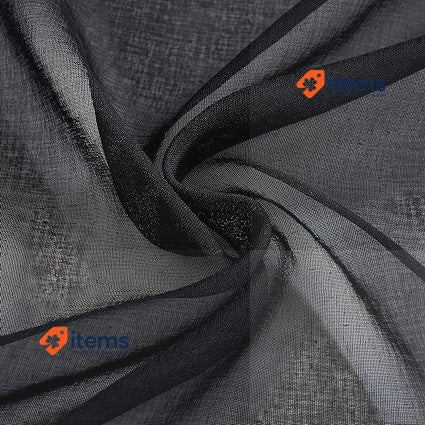 EMEMA Set Of 2 Sheer Voile Curtains With Eyelets Black Transparent Polyester Cm