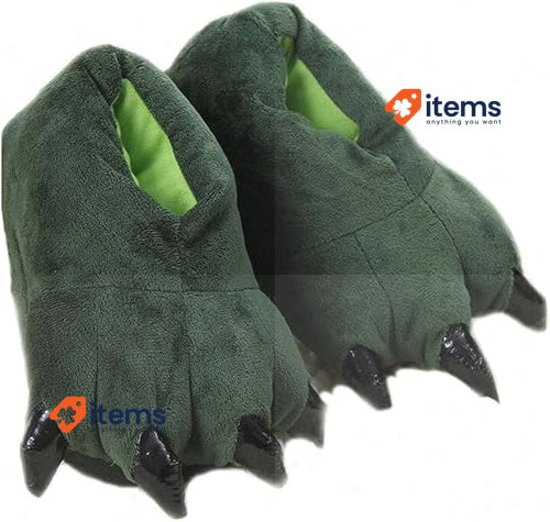 LANFIRE Unisex Soft Plush House Slippers Animal Costume Paw Claw Shoes Green