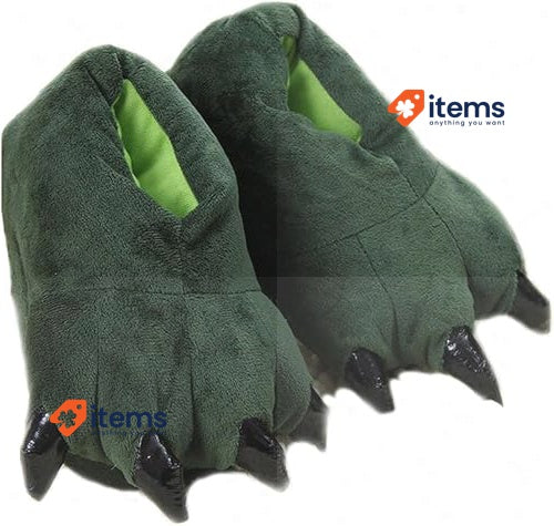 LANFIRE Unisex Soft Plush House Slippers Animal Costume Paw Claw Shoes Green