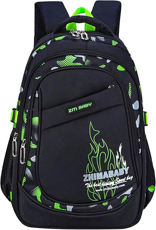 Amythe Boys Backpack, Kids School Bag for Teenagers, Waterproof Green/Black