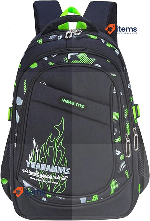 Amythe Boys Backpack, Kids School Bag For Teenagers, Waterproof Green/Black 3-9