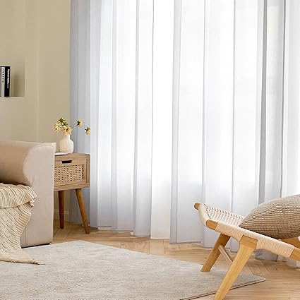 EMEMA Set of 2 Sheer Voile Curtains with Eyelets Grey