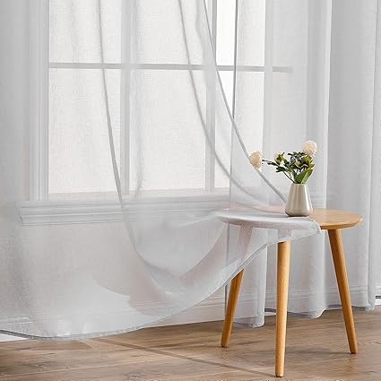 EMEMA Set of 2 Sheer Voile Curtains with Eyelets Grey