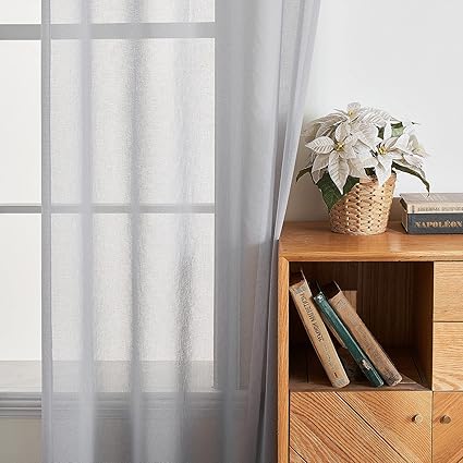 EMEMA Set of 2 Sheer Voile Curtains with Eyelets Grey