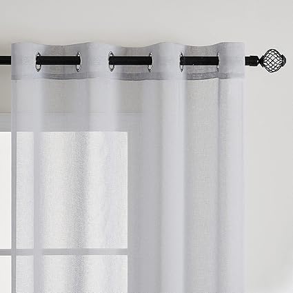 EMEMA Set of 2 Sheer Voile Curtains with Eyelets Grey