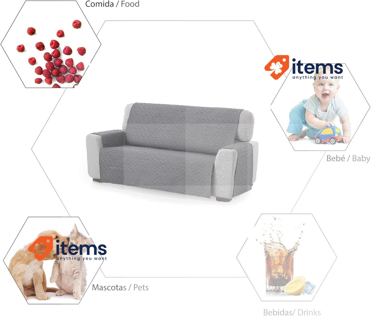 Textilhome - Sofa Cover CIRCUS Ivory Textil Home Size Seater Slipcover Protector