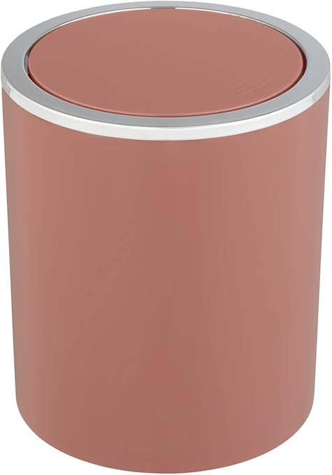WENKO Inca cosmetic bin, 2 litre capacity, waste bin 14 x 16.8 cm, dusky pink