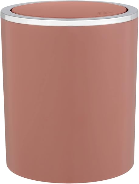 WENKO Inca cosmetic bin, 2 litre capacity, waste bin 14 x 16.8 cm, dusky pink
