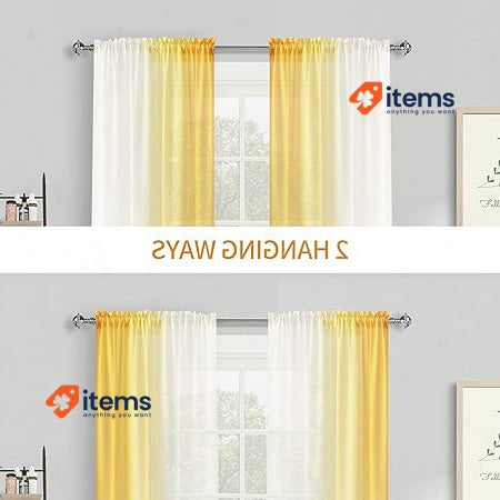 Melodieux Curtains with Ruffle Tape, Ombre Transparent Curtains Yellow/White