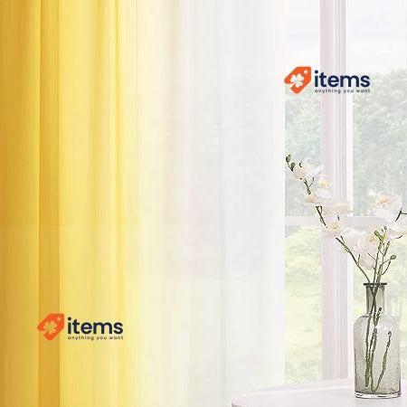 Melodieux Curtains with Ruffle Tape, Ombre Transparent Curtains Yellow/White