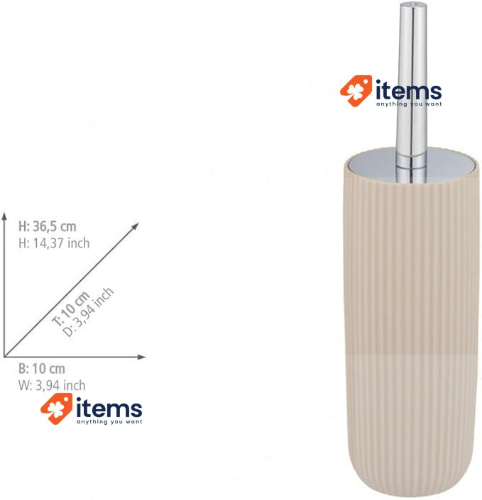 WENKO Agropoli Toilet Brush Set, Beige, BPA-Free, 36.5 x 10 cm, 1 Count