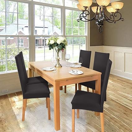 BalladHome Chair Covers, Set of 4 Black-O