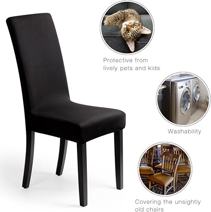 BalladHome Chair Covers, Set of 4 Black-O