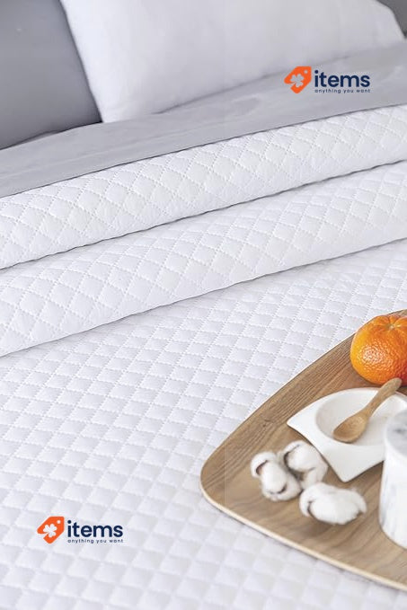 Todocama Fine Boutique Bedspread With Diamond Design 150 - 250 X 260 CM White