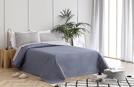 Todocama Thin Bedspread with Rhombus Design Cama 105 - 200x260cm Blue Grey