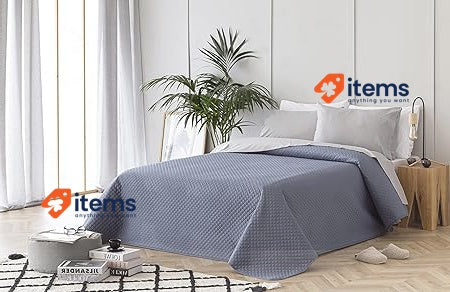 Todocama Thin Bedspread With Rhombus Design Cama 105 - 200x260cm Blue Grey 100%