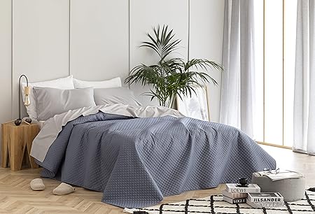Todocama Thin Bedspread with Rhombus Design Cama 105 - 200x260cm Blue Grey