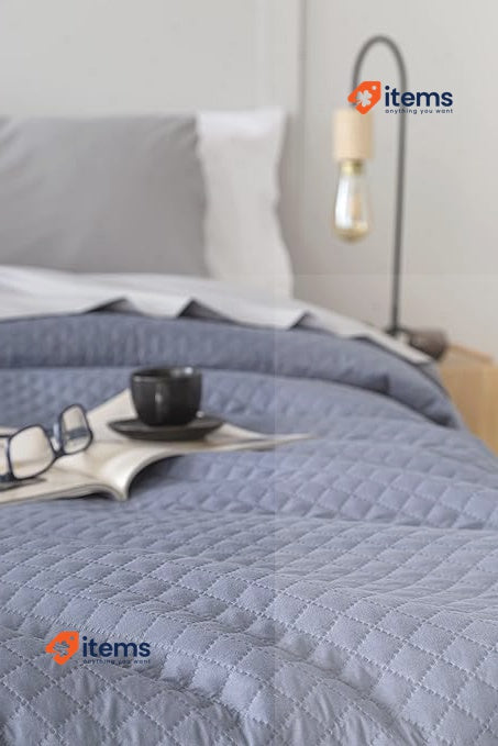 Todocama Thin Bedspread With Rhombus Design Cama 105 - 200x260cm Blue Grey 100%