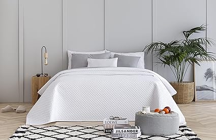 Todocama Fine Boutique Bedspread with Diamond Design 80/90 - 180x260cm White