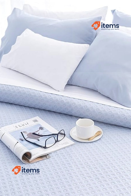 Todocama Fine Boutique Quilt With Pique Design Cama 80/90 180x260cm Light Blue