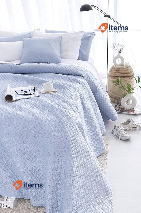 Todocama Fine Boutique Quilt With Pique Design Cama 80/90 180x260cm Light Blue