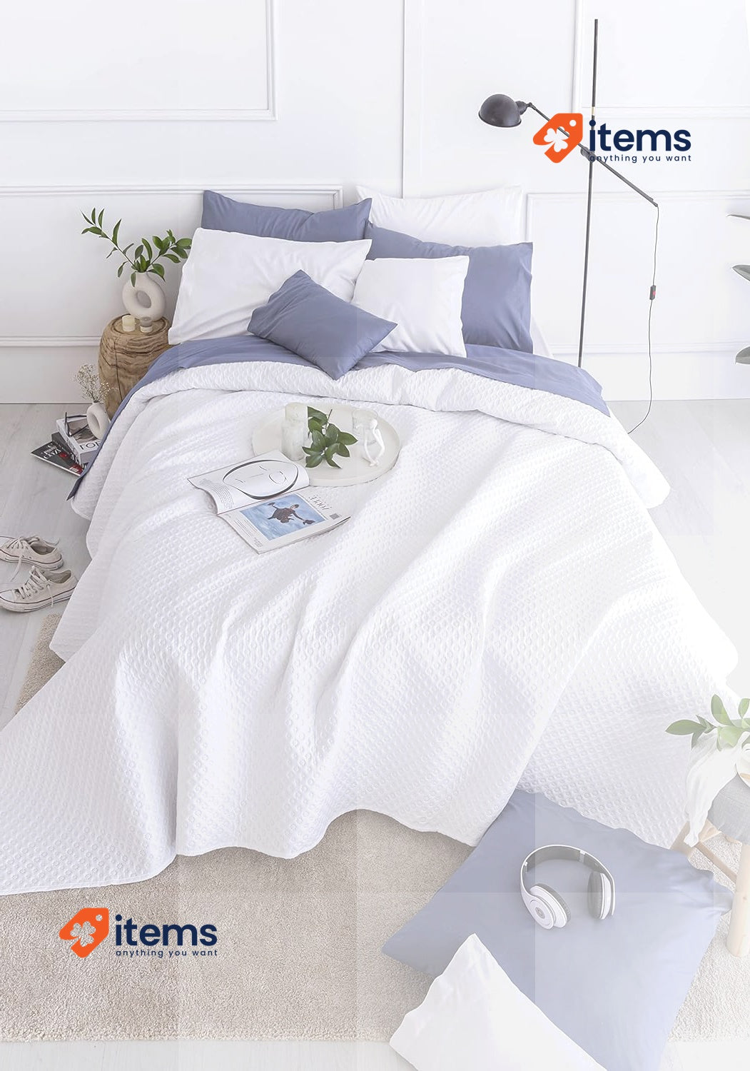 Todocama Fine Boutique Pique Bedspread 80/90 - 180 x 260cm, White