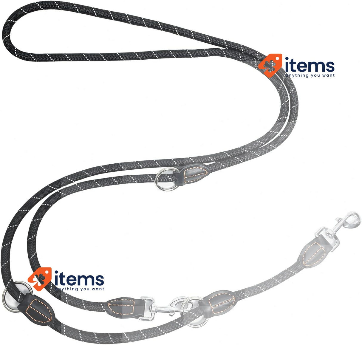 Trhillsbrad Dog Lead 3 mx10 mm, Adjustable Dog Lead for Any Dog, Robust, Black