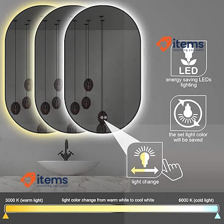 ApeJoy Round LED bathroom mirror ø60cm with lighting ApeJoy Bathroom 50 x 90 cm