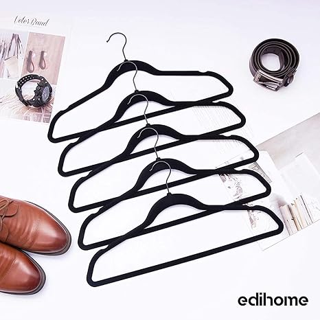 Ediesi, Coat Hangers, Hangers for Clothes 50 pieces - Black without Tie Bar