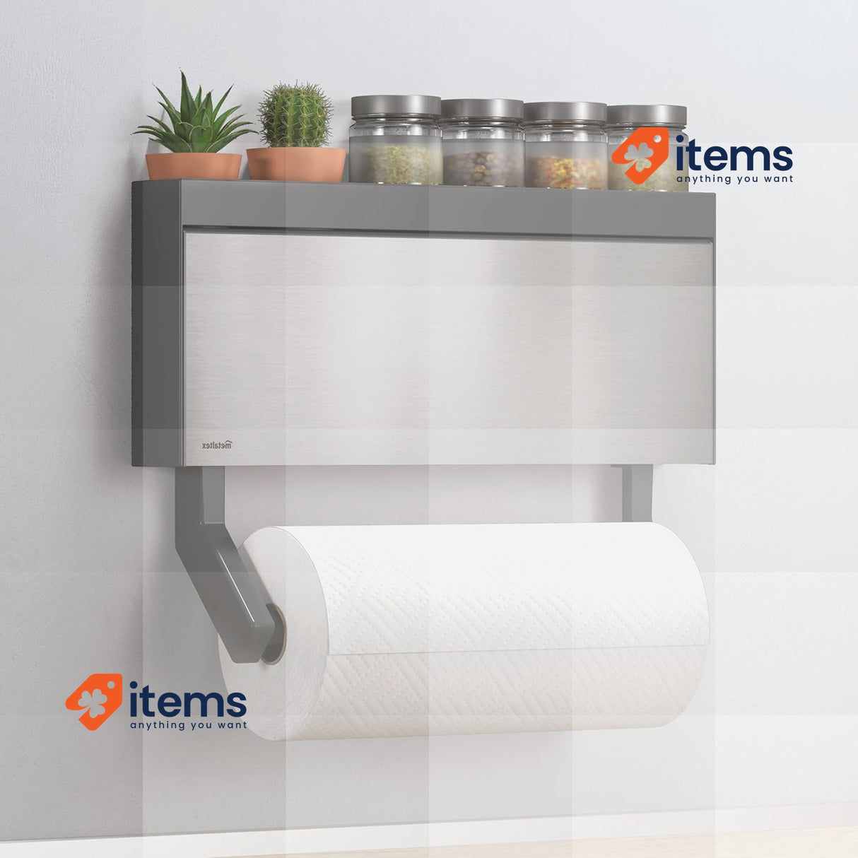 Metaltex - Tango Inox - Wall Mounted Kitchen Roll Holder, Stainless Steel Foil