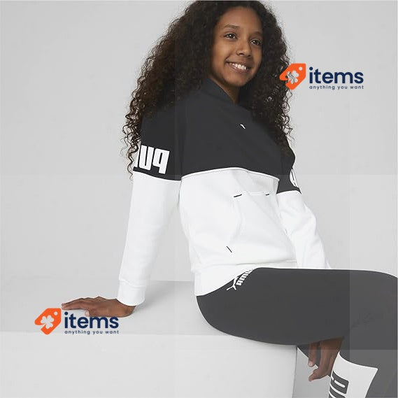 PUMA Girl's Power Colorblock Hoodie Black FL G Sweat Other Girls Clothing