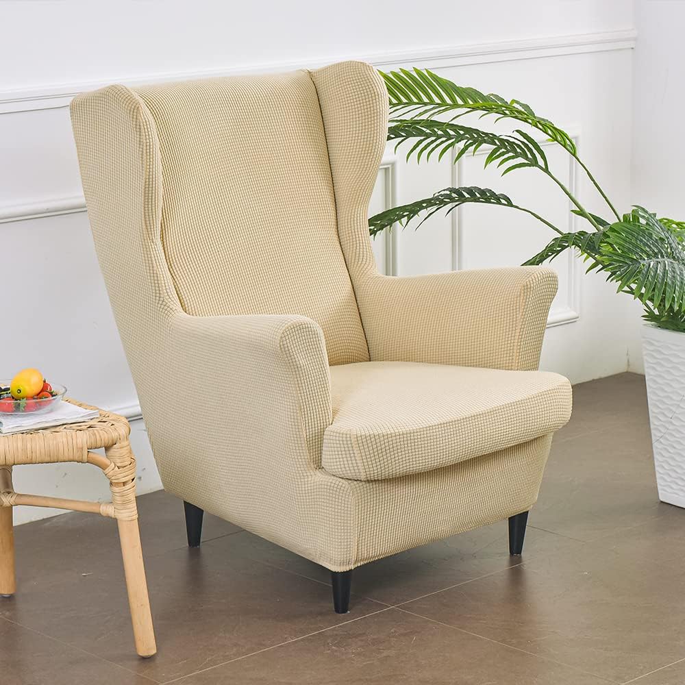 CHNSHOME Wing Chair Slipcovers Beige