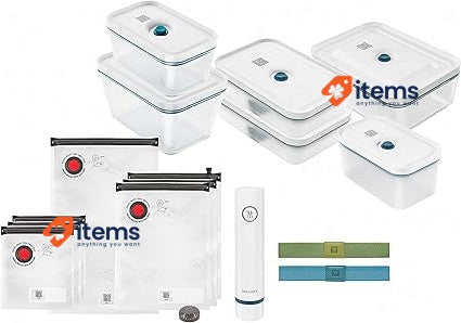 ZWILLING Fresh & Save Vacuum Starter Set, Glass, M/L, 16-pcs, La Mer