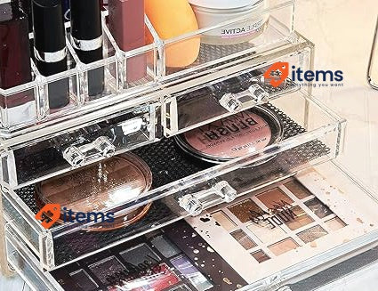 Makeup Organiser With 4 Drawers For Bathroom, Transparent Compartments GC Clear