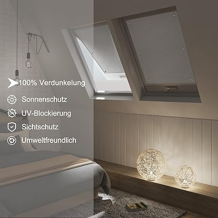 WOLTU Thermal Skylight Roller Blind With Suction Cups Beige 96 x 120 cm