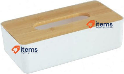 WENKO Rotello Cosmetic Tissue Box With Bamboo Lid 24×7.5×12.7 Cm - 12.7CM