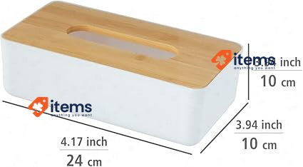 WENKO Rotello Cosmetic Tissue Box With Bamboo Lid 24×7.5×12.7 Cm - 12.7CM
