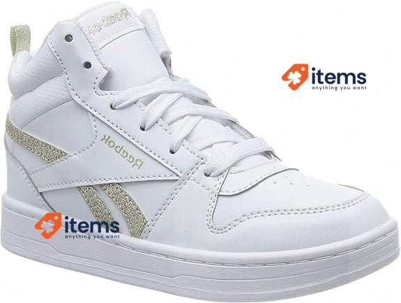Reebok Girls Royal Prime Mid 2.0 Sneaker Size 13 UK (31 EU) White/Gold Met Child