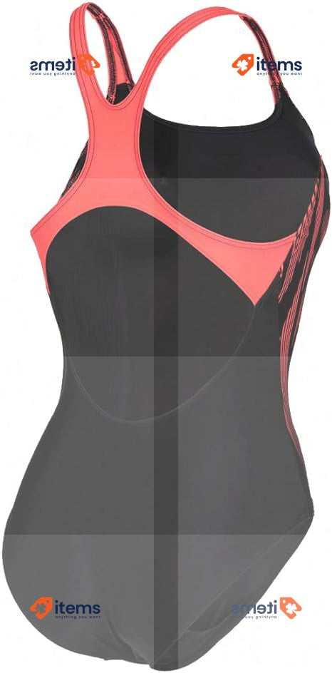 ARENA Women s Swim Pro Back Graphic Swimsuit, Black-Fluo Red, Size 36UK, 40EU