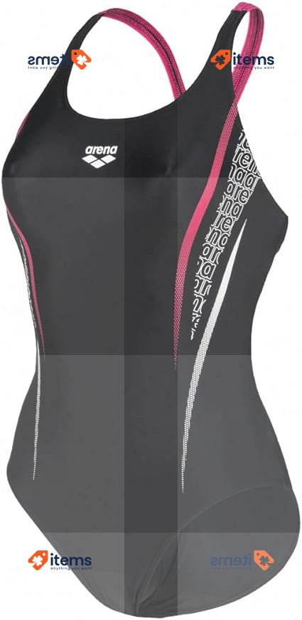 Arena Women's Swimsuit V Back Black - Freak Rose 42 EU Swimwear Swimming Graphic